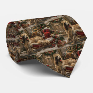 Corbata Perro afgano navideño festivo