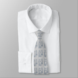 Corbata Perro azul en lazo gris