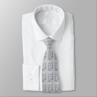 Corbata Perro azul en lazo gris