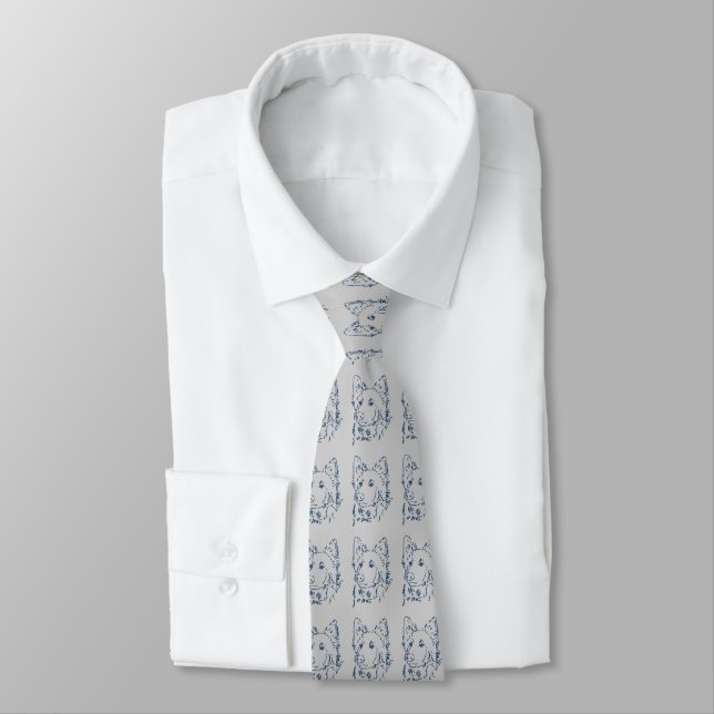 Corbata Perro azul en lazo gris (Atado)