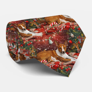 Corbata Perro Basenji Navidad Festiva