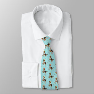 Corbata Perro Beagle con fondo azul claro