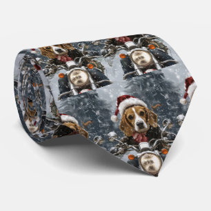 Corbata Perro Beagle Montando Motocicleta Navidad