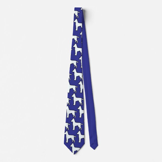 Corbata Perro Blanco Profundo Azul  (Anverso)