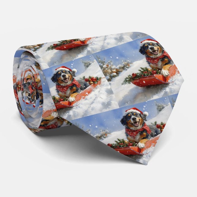 Corbata Perro Bluetick Coonhound en trineo de Navidad (Enrollado)