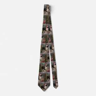 Corbata Perro Border Collie en Navidad con Nieve