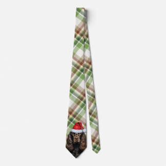 Corbata Perro castaño de Cocker español con Navidades