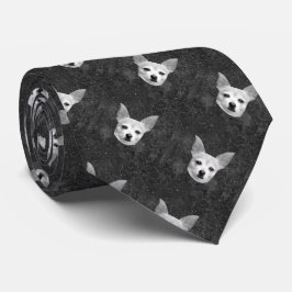 Corbata Perro Chihuahua Cortado Patrón Blanco Y Negro