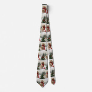 Corbata Perro Cocker Spaniel en Navidad con nieve