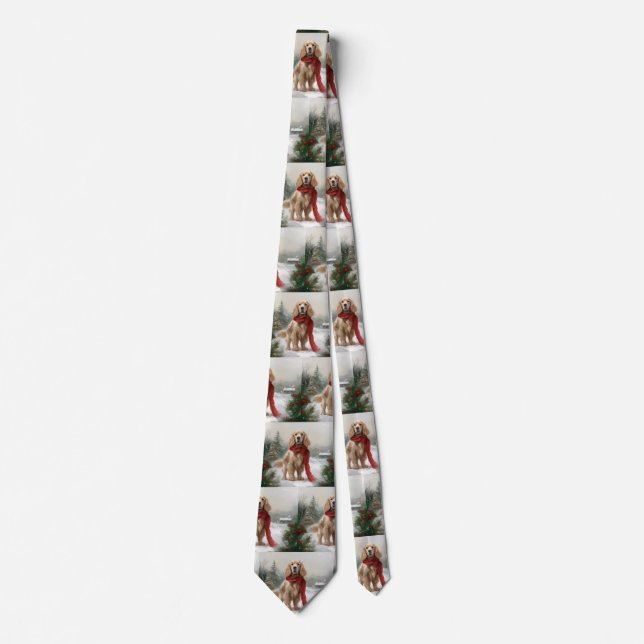 Corbata Perro Cocker Spaniel en Navidad con nieve (Anverso)