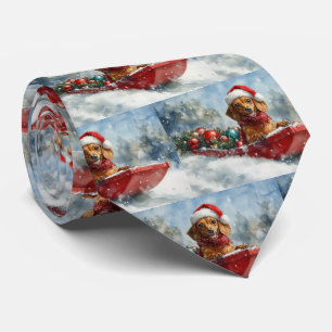 Corbata Perro Dachshund en Trineo Deja que Nieve Navidad