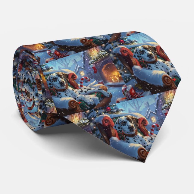 Corbata Perro dálmata Navideño Festivo (Enrollado)