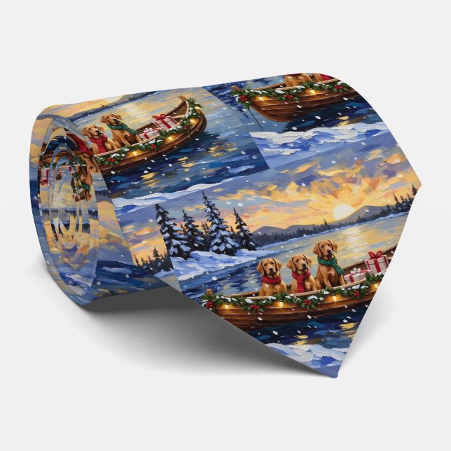 Corbata Perro de Agua de Chesapeake Navidad Barco Fiesta (Enrollado)