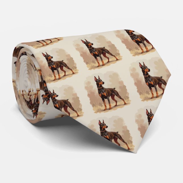Corbata Perro Doberman Pinscher Marrón Óxido Rojo (Enrollado)