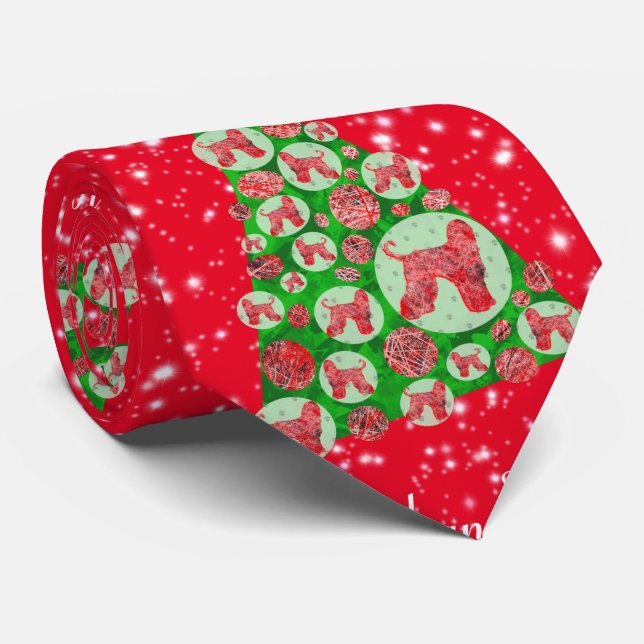 Corbata Perro Galgo Afgano Árbol de Navidad Cuello Rojo (Enrollado)