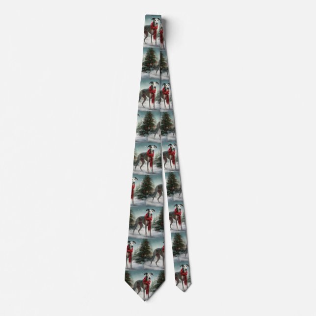 Corbata Perro Galgo en Navidad con Nieve (Anverso)