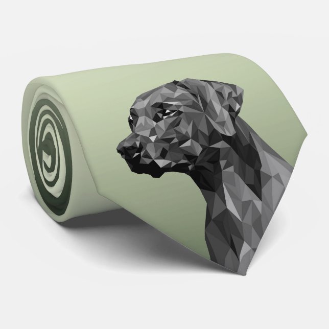 Corbata Perro geométrico gris verde (Enrollado)