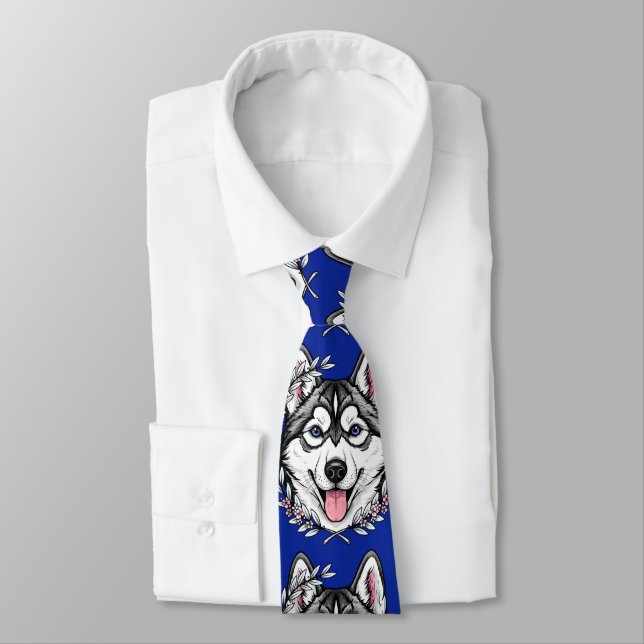 Corbata Perro Husky Siberiano y Flor de Laurel de Montaña (Atado)