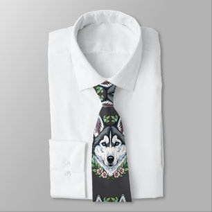Corbata Perro Husky Siberiano y flores de Laurel de Montañ