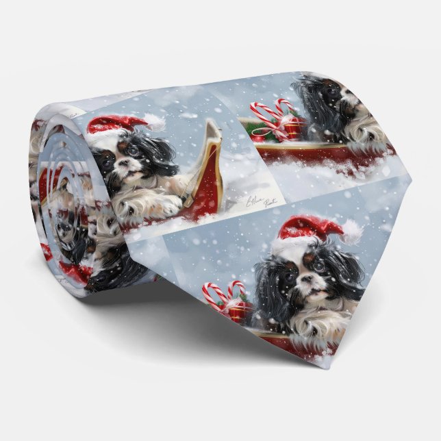 Corbata Perro Japonés Chin Navidad Festiva (Enrollado)
