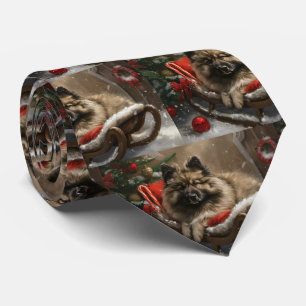 Corbata perro keeshond Navidad festiva