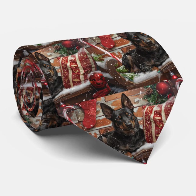 Corbata Perro Kelpie Australiano Navidad Festiva (Enrollado)
