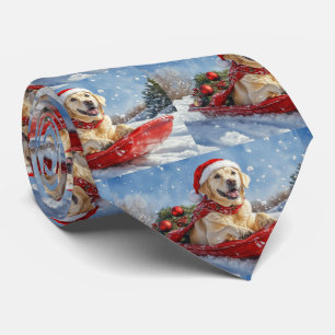 Corbata Perro Labrador en Trineo Deja que Nieve Navidad