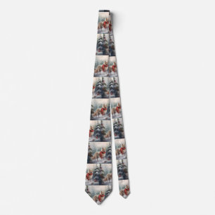 Corbata Perro Lappund Finlandés en Navidad de Nieve 