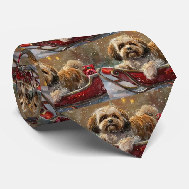 Corbata Perro Lhasa Apso Festividad de Navidad (Enrollado)