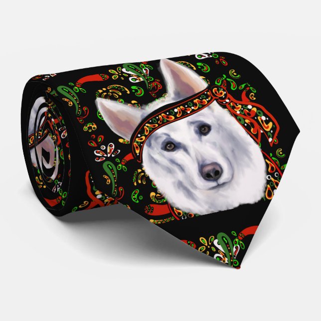 CORBATA PERRO PASTOR ALEMÁN BLANCO  MÉXICO    (Enrollado)