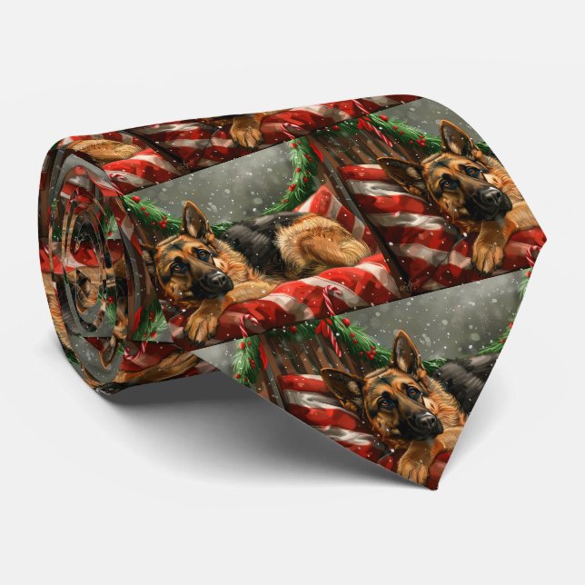 Corbata Perro Pastor Alemán Navideño Festivo (Enrollado)