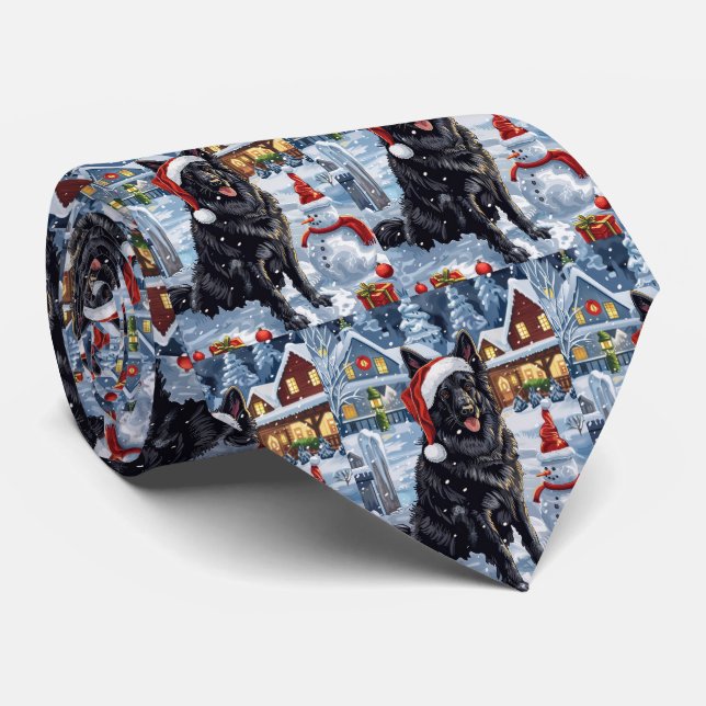 Corbata Perro pastor belga invierno mágico Navidad  (Enrollado)