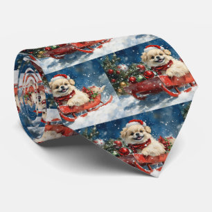 Corbata Perro pekinés con mangas en el agua deja que nieve