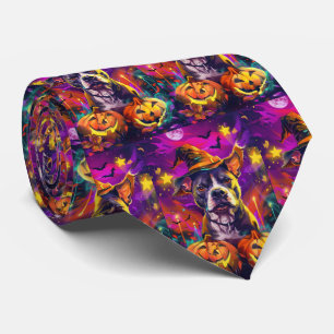 Corbata Perro Pitbull Espeluznante Bruja de Halloween y Ca