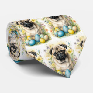 Corbata Perro Pug con Pascua de Huevos de Fiesta