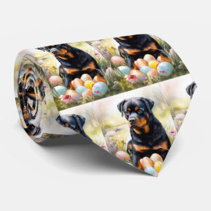 Corbata Perro Rottweiler con Fiesta de Huevos de Pascua