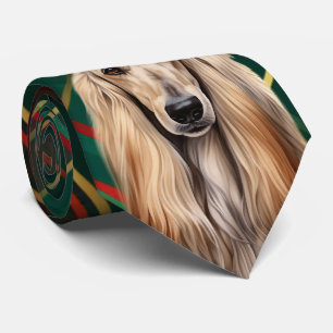 Corbata Perro Sabueso Afgano de Vacaciones Plaid Rojo de N