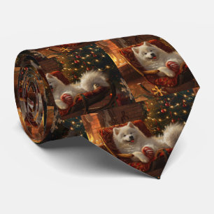 Corbata Perro Samoyedo Navideño Festivo