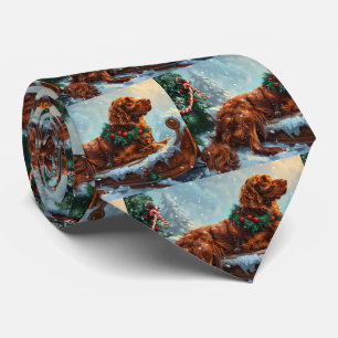 Corbata Perro Setter Rojo Irlandés Navidad Festiva
