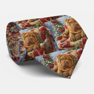 Corbata Perro Shar Pei Navidad Festiva