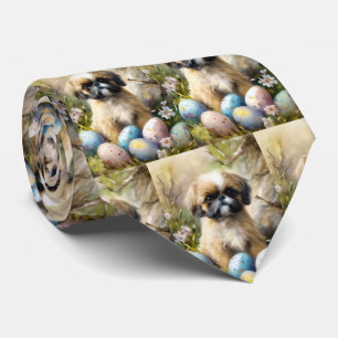 Corbata Perro Shih Tzu con huevos de Pascua Fiesta