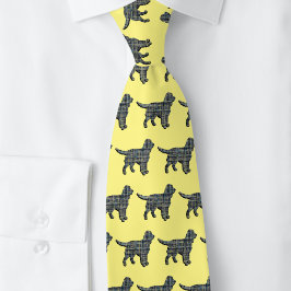 Corbata Perro Sprocker Spaniel Cuadrícula Amarillo y Negro