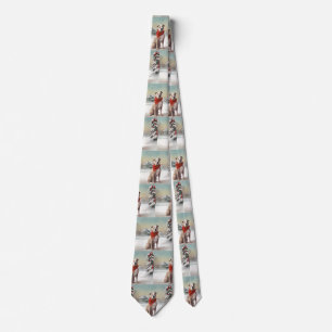 Corbata Perro Staffordshire Americano en Navidad con Nieve