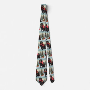 Corbata Perro Terranova en Navidad con Nieve