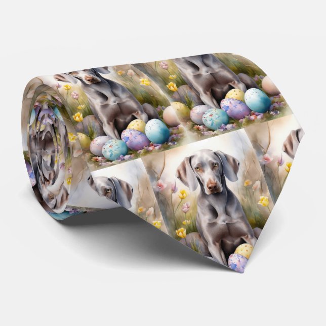 Corbata Perro Weimaraner con Fiesta de Huevos de Pascua (Enrollado)