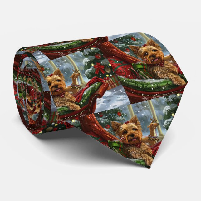 Corbata Perro Yorkshire Terrier Navidad Festiva (Enrollado)