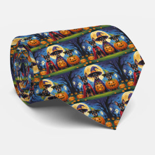Corbata Perros Affenpinscher Calabaza Halloween Divertido