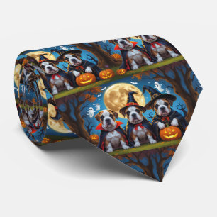Corbata Perros Bullmastiff Calabaza Halloween Divertido