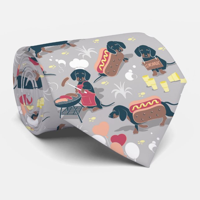 Corbata Perros calientes y perro dachshund de verano de li (Enrollado)