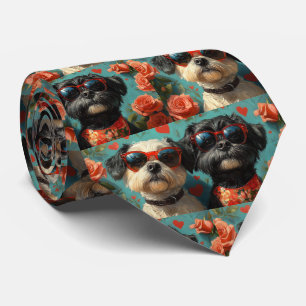 Corbata Perros de Agua Portugueses Corazones Rosas Día de 